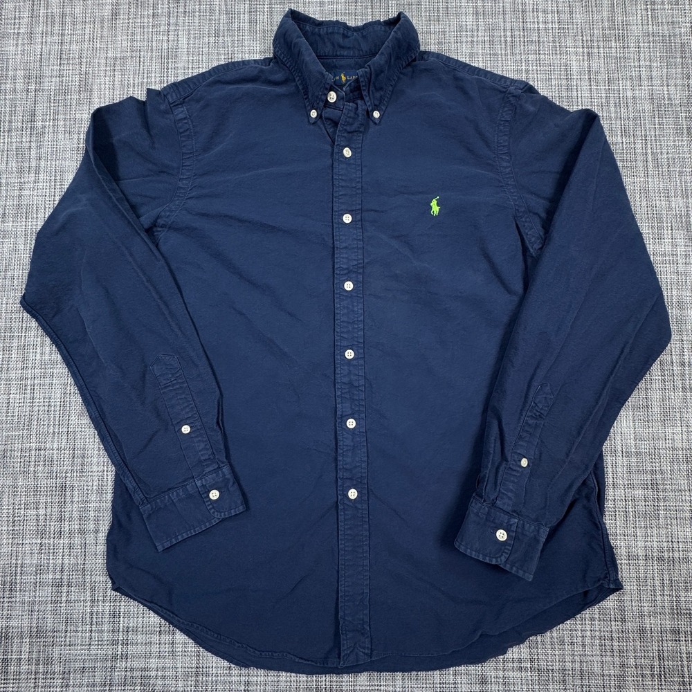 Ralph Lauren Shirt Mens Large Navy Blue Cotton Button Down Long Sleeve Pony